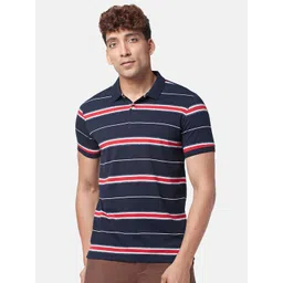 BYFORD by Pantaloons Men Striped Polo Collar Cotton Slim Fit T-shirt-picture-19