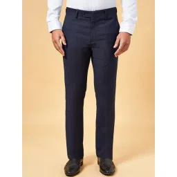 Byford by Pantaloons Navy Blue Slim Fit Striped Trousers-picture-45