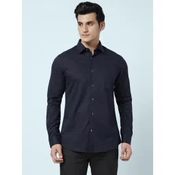 Byford by Pantaloons Navy Cotton Slim Fit Checks Shirt-picture-42