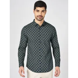 Byford By Pantaloons Navy Cotton Slim Fit Printed Shirt-picture-38