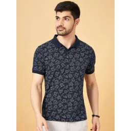 Byford By Pantaloons Navy Slim Fit Printed Polo T-Shirt-picture-19