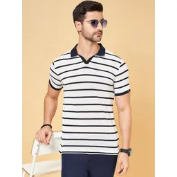 BYFORD by Pantaloons Striped Polo Collar Monochrome Pockets Slim Fit T-shirt-picture-18