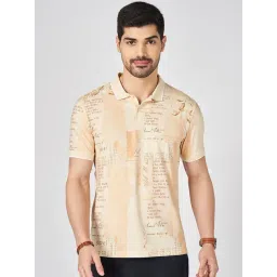 Byford By Pantaloons Yellow Cotton Slim Fit Printed Polo T-Shirt-picture-38