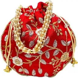 byra Silver Thread Work Round Potli Bag for Women-picture-15