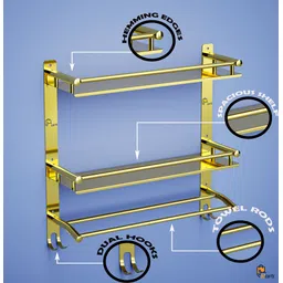 bzcarts by bzcarts Gold S.S. 304 Bathroom Stand | Towel Hanger for Bathroom | Bathroom Accessories Gold Towel Holder-picture-23