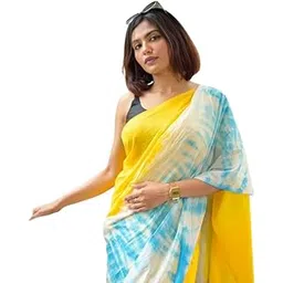 c j enterprise Women’s Pure Soft Cotton Saree Linen For Silk Sarees Latest Party Design Wear Kalamkari Wedding Sadi With Blouse Piece Sari South Mulmul ikkat Mul Print 2025 New (Yatri Yellow Blue)-picture-43