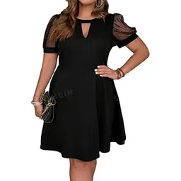 c4d Women Keyhole Neckline Clasi Plus Size Dress-picture-34