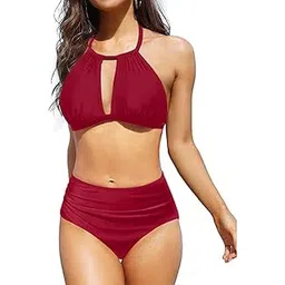 c4d Women's Keyhole Two Piece High Waisted Bikini Swimsuit-picture-33