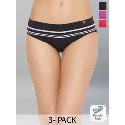 C9 AIRWEAR Women Pack Of 3 Assorted Striped Seamless 4-Way Stretch Basic Briefs-picture-19