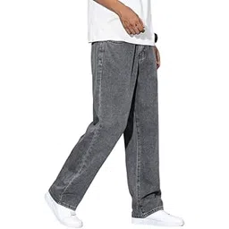 cabrrr Men’s Grey Denim Jeans | Relaxed Straight Leg Loose Fit Pants | Comfortable Durable Casual Trousers for Men | Everyday Wear Denim Bottoms for Street & Office Fashion-picture-50