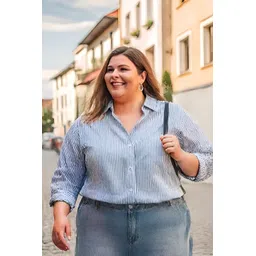 cadmon Women Regular Fit Striped Slim Collar Casual Shirt-picture-16