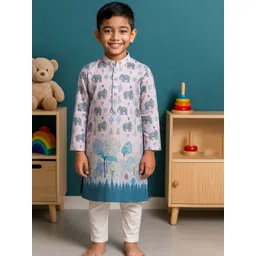 Cae Boys Animal Printed Regular Sequinned Kurta with Pyjamas-picture-27