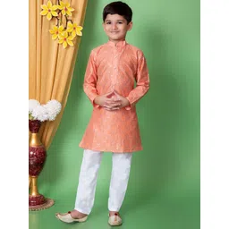 Cae Boys Embroidered Regular Sequinned Dupion Silk Kurta with Pyjamas-picture-57