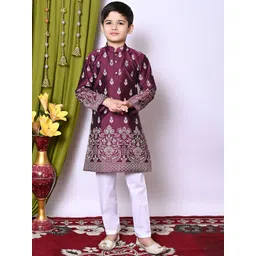Cae Boys Printed Regular Dupion Silk Kurta with Pyjamas-picture-10