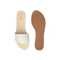 CAI Women Open Toe Hologrpahic Crescent Flats image 3