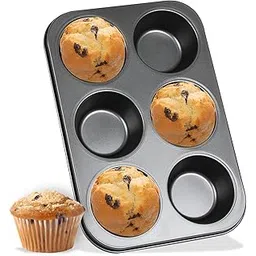 CAKE DECOR Non-Stick 6-Cup Muffin Tray, Premium Carbon Steel Bakeware, Durable & Easy Clean for Cupcakes, Muffins (Pack of 1)-picture-30