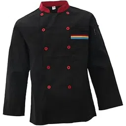calandis CALANDIS® Uni Chef's Uniform Long Sleeve Double-Breasted Men's Chef Coat Black XL-picture-25