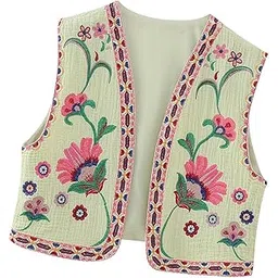calandis ™ Women Floral Embroidery Vest Open Front Jacket Vintage Style Female Crop Top XS Multicolor | Womens Clothing-picture-22