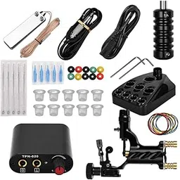 CALANDIS Powerful Rotary Tattoo Machine Grommet Grip Foot Pedal Needle Nozzles Black | Tattoo Complete Kits | Tattoos & Art-picture-23