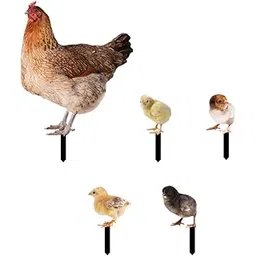 CALANDIS® Chicken Sculpture Hen Figures Decorative Garden for Backyard Pathway Outdoor | 1 Set Hen and Chicken Statue Decor-image-14