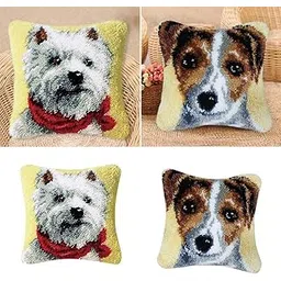 CALANDIS™ 2 Sets Cushion Latch Hook Kits for Beginner Animals Dog Pattern Embroidery | Latch Hooking Kits | Latch Hooking | Rug Making | Needlecrafts & Yarn-image-31
