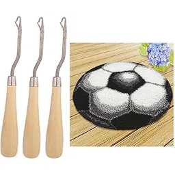 CALANDIS™ DIY Football Latch Hook Rug Kits Embroidery Cushion + 3Pcs Wood Crochet Hook | Latch Hooking Kits | Latch Hooking | Rug Making | Needlecrafts & Yarn-image-17