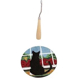 CALANDIS™ Latch Hook Kits DIY Cat Carpet Embroidery Cushion with Wooden Crochet Hook | Latch Hooking Kits | Latch Hooking | Rug Making | Needlecrafts & Yarn-image-22