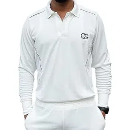 caligostle Full Sleeves White Cricket Tshirt for Men (Polo Neck)-picture-28
