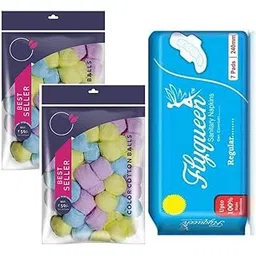 Calitate (50 X 2) Cotton Balls Nail Paint Removing Swabs Multipurpose Round Balls for Makeup Cleansing Baby Care in Poly Bag 100 Pcs with a Pack of 7 Pieces Sanitary Pads-picture-37