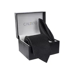 CALIXTO Men Black Printed Broad Tie-image-8