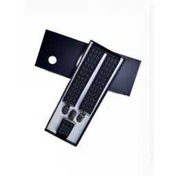 CALIXTO Mens Adjustable Diamond-Check Woven Pattern Suspenders-image-15