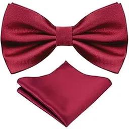 Double Layer Pre-Tied Bow And Pocket Square for Men, Classic Solid Color Satin Fabric Bow Tie, Tuxedo Bow, Adjustable Length Clip, Formal Bow-image-39