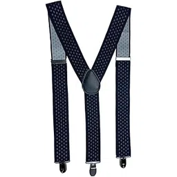 Men’s Adjustable Elastic Suspenders with Stylish Diamond Dot Pattern – Classic Y-Back Braces with Strong Metal Clips – Durable Stretch Fabric for Wedding, Business, Formal (Navy Blue with White Dots)-image-31