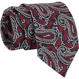 Mens Micro Self, Necktie Gift Set Formal Tie (Pack of 1) (Red & Black)-image-48