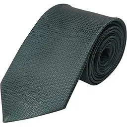 Mens Microfibre, Smooth Fabric Criss Cross Design Dark Green Neck Tie & Pocket Square With Leatherite Gift Box-image-45