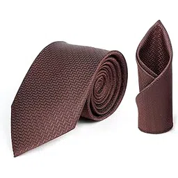 Mens Micro,y Smooth Fabric Criss Cross Design Neck Tie & Pocket Square With Leatherite Gift Box-image-5