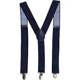 Men’s Suspenders – Navy Blue with Fine Dotted Pattern, Adjustable Elastic Straps & Heavy-Duty Clips, Y-Back Style with Leather Patch for Weddings, Business, Formal Suits & Casual Outfits-image-35