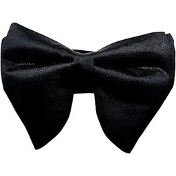 Premium Solid Polyster Satin Fabric Big Bow Tie For Men, Butterfly Bow with adjustable Strap | Black| (Free Size).-image-37