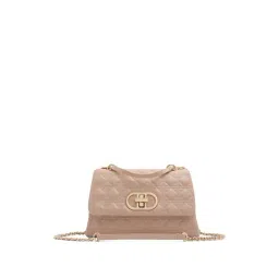 Call It Spring Beige Textured Medium Sling Handbag-picture-27
