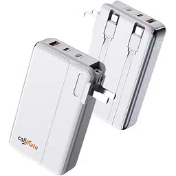 CALLMATE Unicharge 23W PD Fast Charging 10000mAh Power Bank with Inbuilt Charger, Dual Output Port (USB-A & USB-C PD), & Inbuilt Cable (Light-ning & Type C), AC & USB-C Input (White)-picture-33