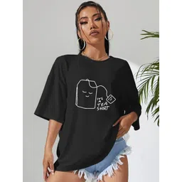 Calm Down Graphic Printed Round Neck Drop-Shoulder Sleeves Oversized Cotton T-shirt-picture-26