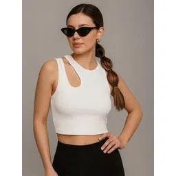 Calm Down Women Ribbed Crop Top-picture-40