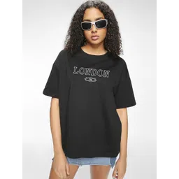 Calm Down Women Typography Printed Round Neck Cotton Oversized T-shirt-picture-20