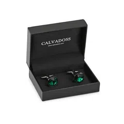 calvadoss Men Silver-Plated Stone-Studded Cufflinks-picture-13