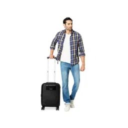 Calvin Klein Avenue Black Textured Hard Cabin Trolley Bag - 52 cm-picture-19