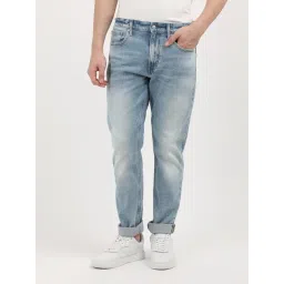 Calvin Klein Blue Cotton Regular Fit Distressed Jeans-picture-10