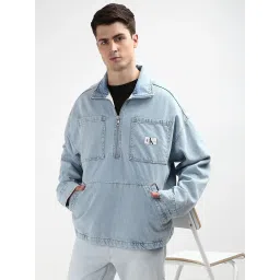 Calvin Klein Blue Cotton Relaxed Fit Denim Jacket image 5