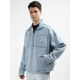 Calvin Klein Blue Cotton Relaxed Fit Denim Jacket image 3