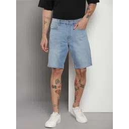 Calvin Klein Blue Cotton Straight Fit Denim Shorts-picture-40