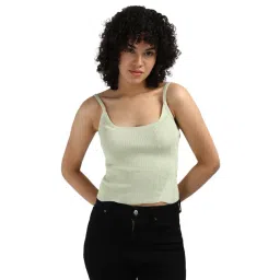 Calvin Klein Celadon Green Cotton Ribbed Women's Slim Fit Tank Sweater-picture-27